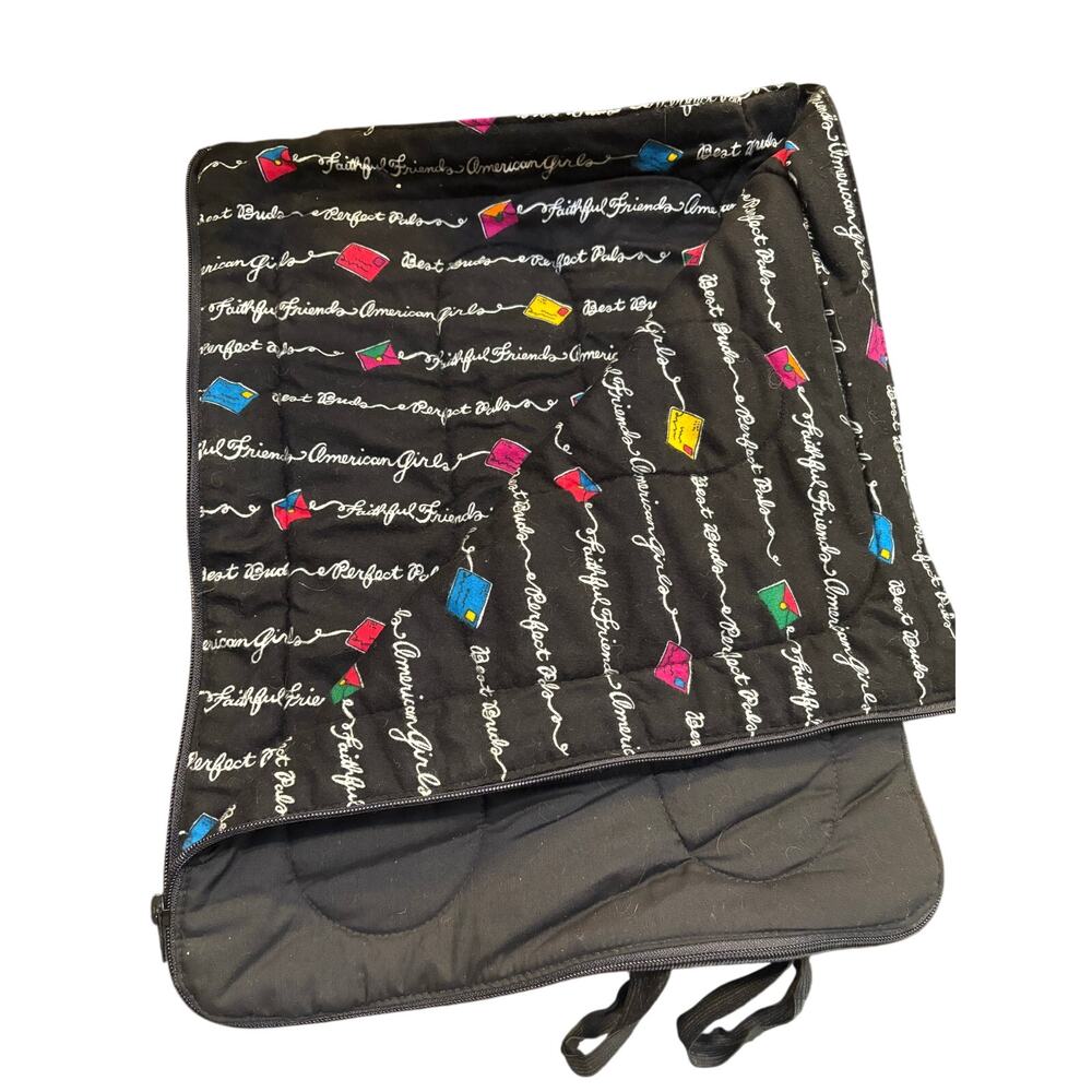 American Girl Doll Sleeping Bag – Zip-Up Black Quilted w/ AG Print – Retired - Picture 2 of 3